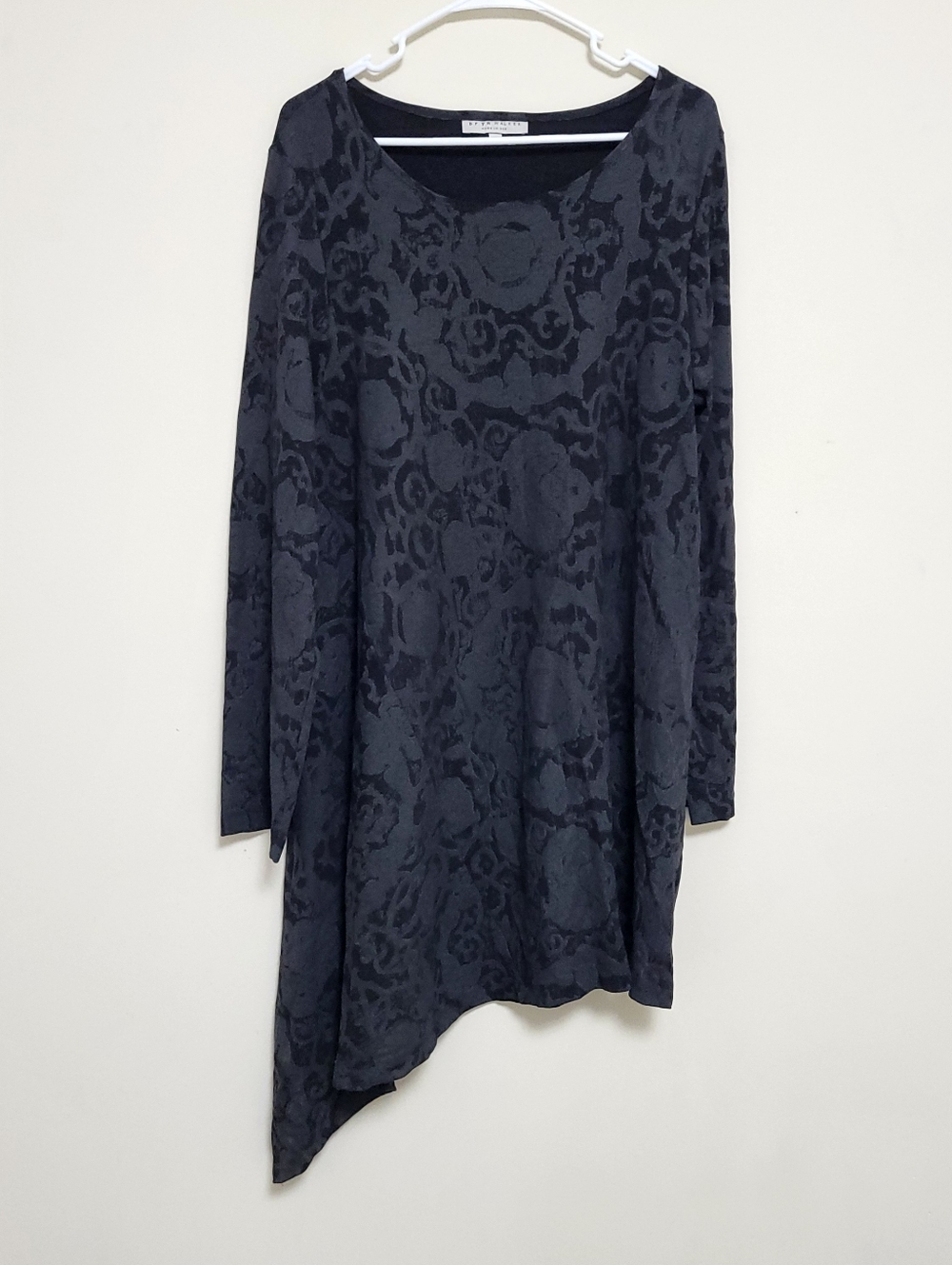 Bryn Walker Floral Long Sleeve Asymmetric Tunic Dress Sz XL Lagenlook Minimalist